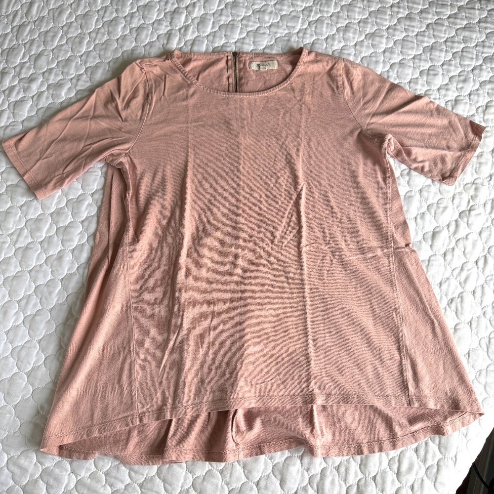 Madewell Back 1/4 Zip Flared Hem Top Size Small